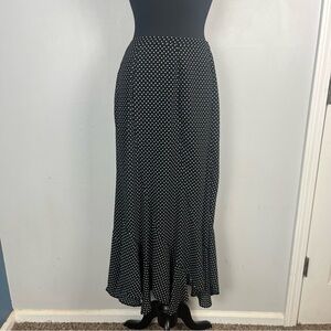 Vintage 90s Jordan black white polka dot maxi skirt asymmetrical hem size large